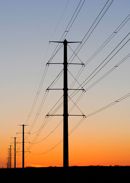 Sunset behind the Lonestar Transmission line